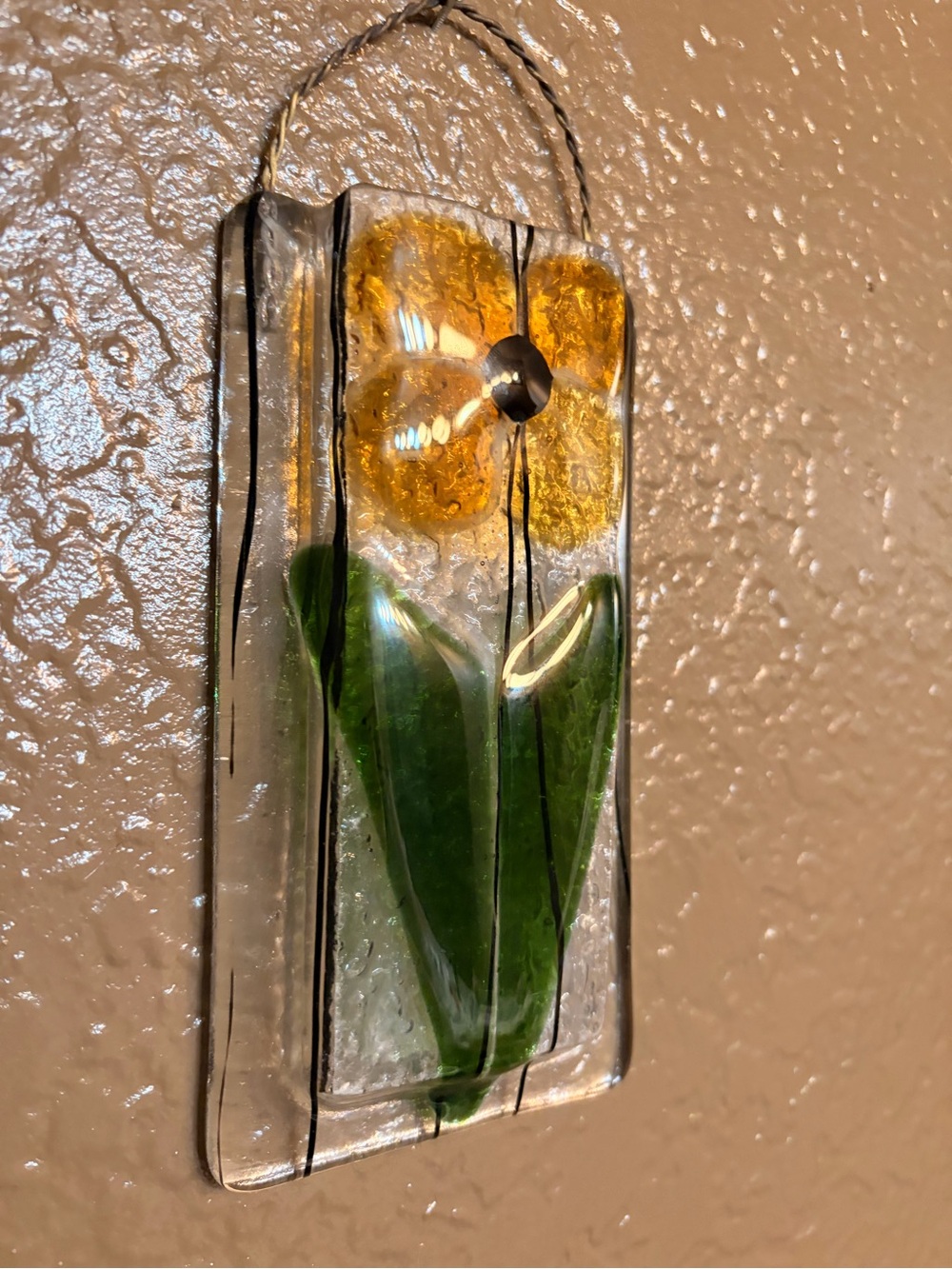 LATTE’s Handmade Glass Flower Wall Hanging - Yellow & Green